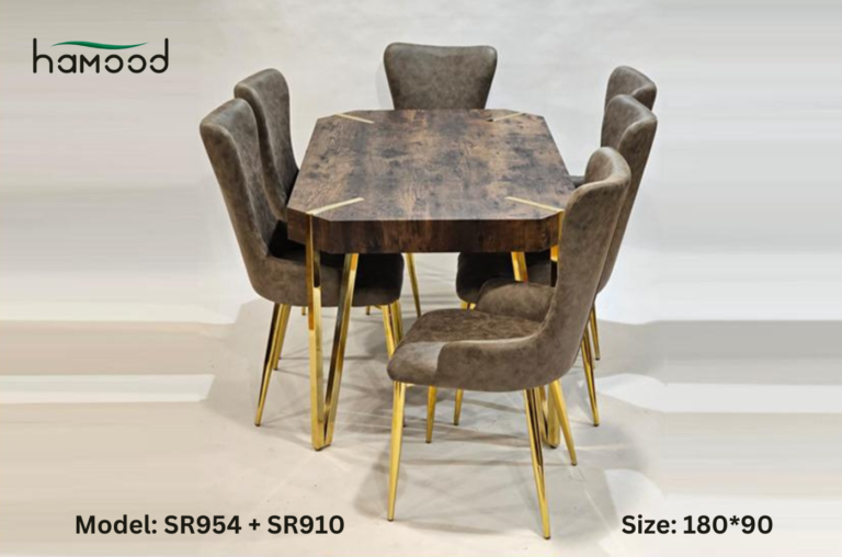 Dining table SR954 + SR910 180 cm grey 6 chairs