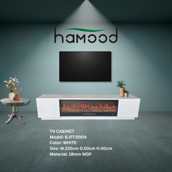 خزانة تلفزيون أرضية حديثة HMD-0004 بيضاء
